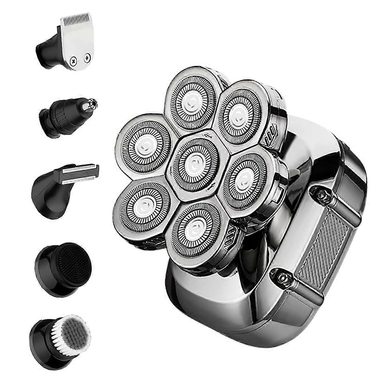 Electric Shaver for Men 7 Head Wet Dry Razor 360° Floating Grooming Kit Rechargeable Beard Hair Trimmer 9 in 1