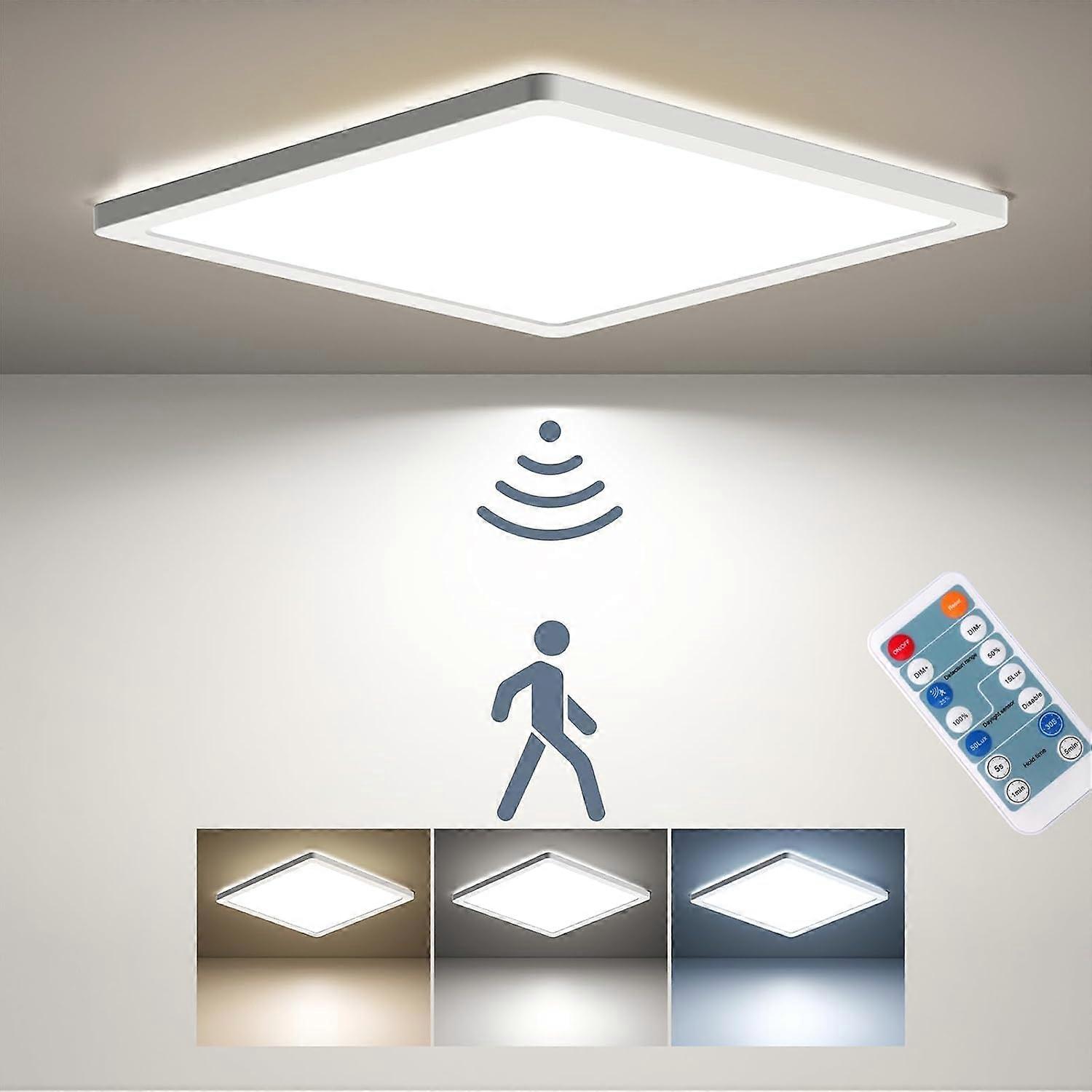 12 Inch Motion Sensor LED Ceiling Light with Remote, Dimmable Flush Mount, 3000K 4000K 5000K
