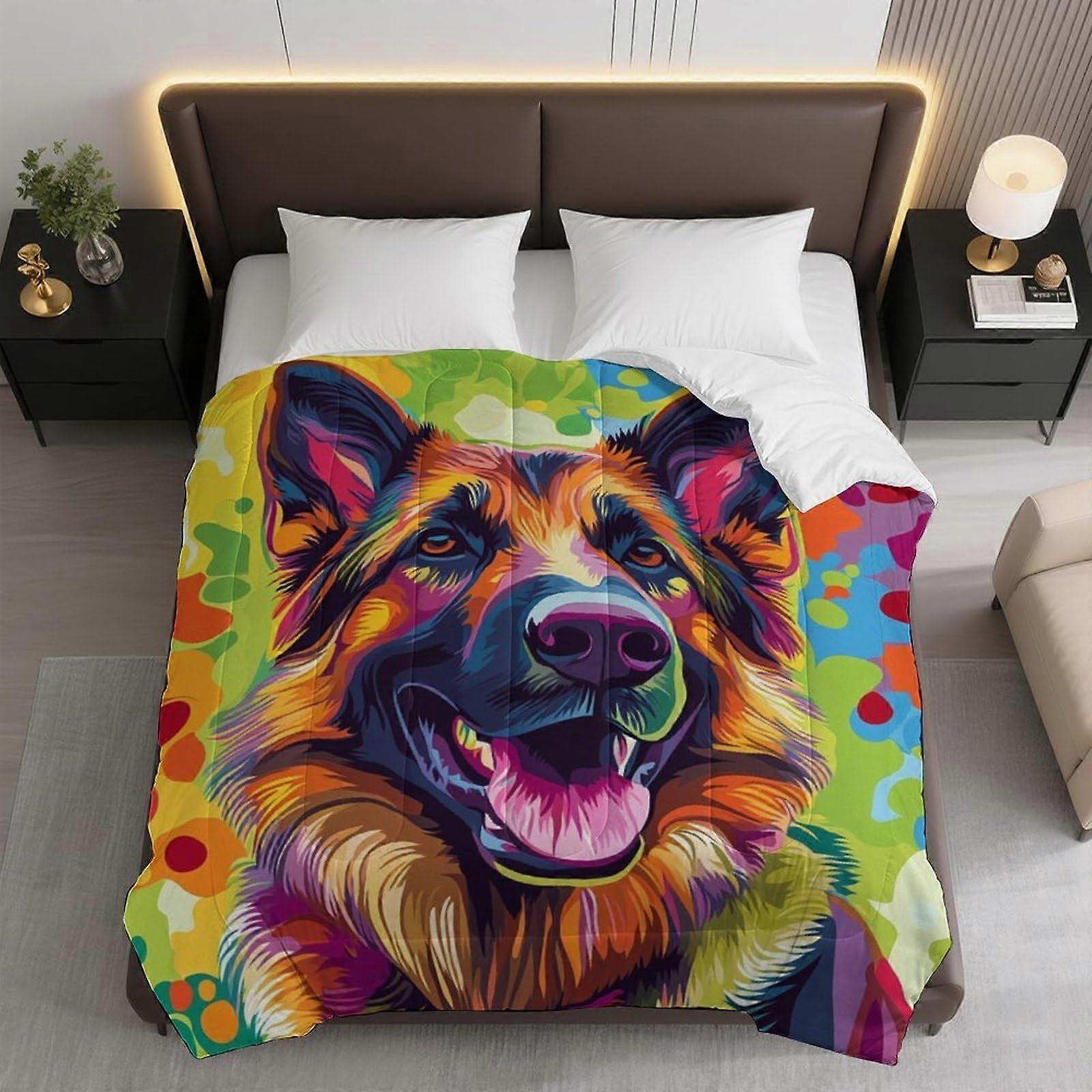 German Shepherd Bedding Soft Warm AllSeason Dog Print Comforter Quilt 203x229cm