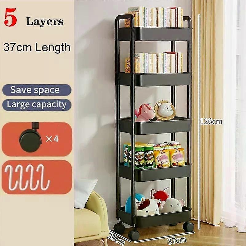 Bookshelf Store Trolley Mobile Kitchen Organizer Cart With Wheels Multi-Layer Bathroom Shelves Hocomehold Snacks Store Rack