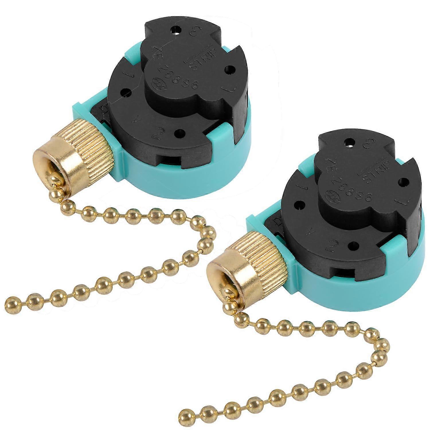 Ceiling Fan Pull Chain Switch ZE268S6 4 Wire 3 Speed UL Certified Replacement for Hunter 2 Pack Brass