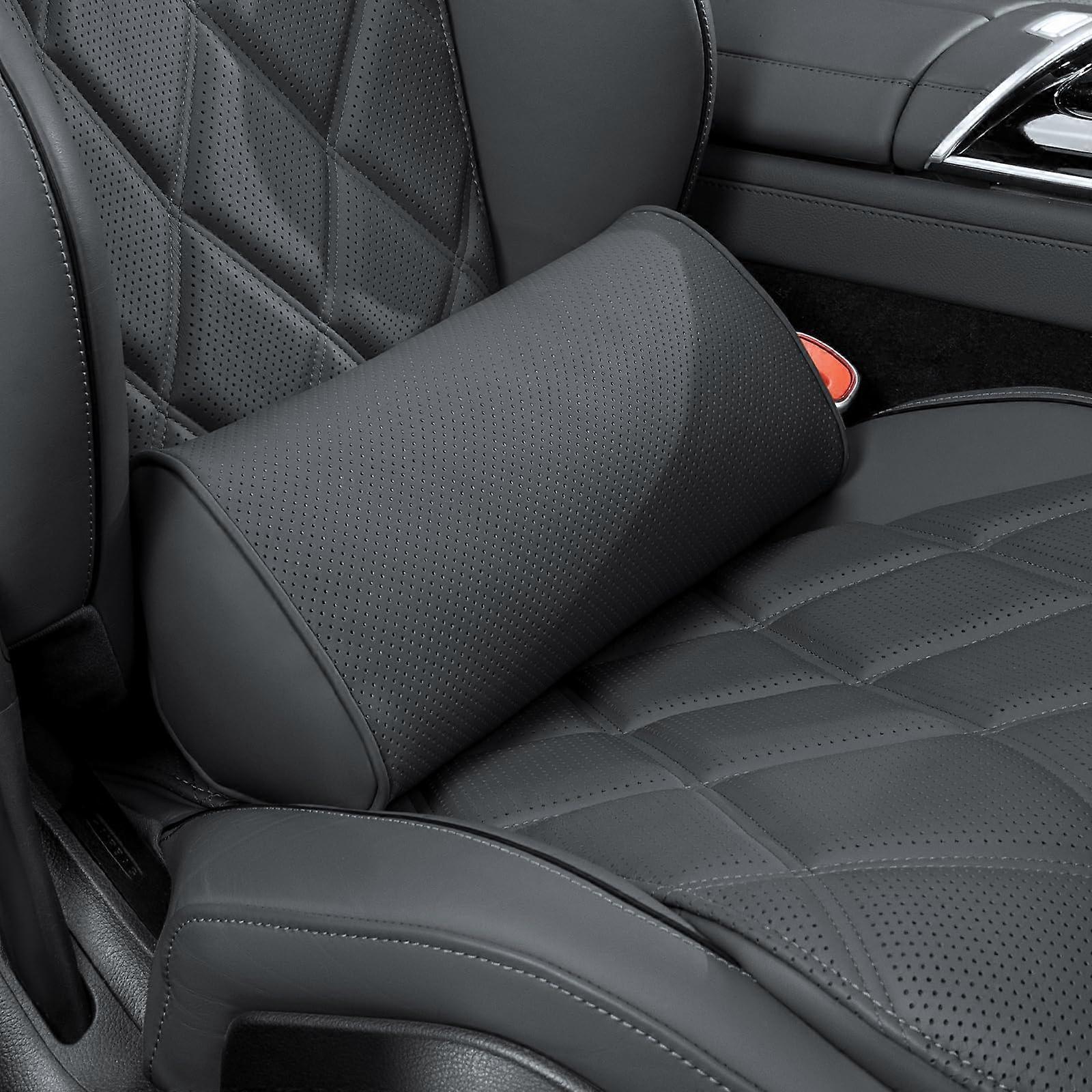 Lumbar Support Pillow for Car and Office Chair, Ergonomic Memory Foam Back Cushion, Luxury Leather