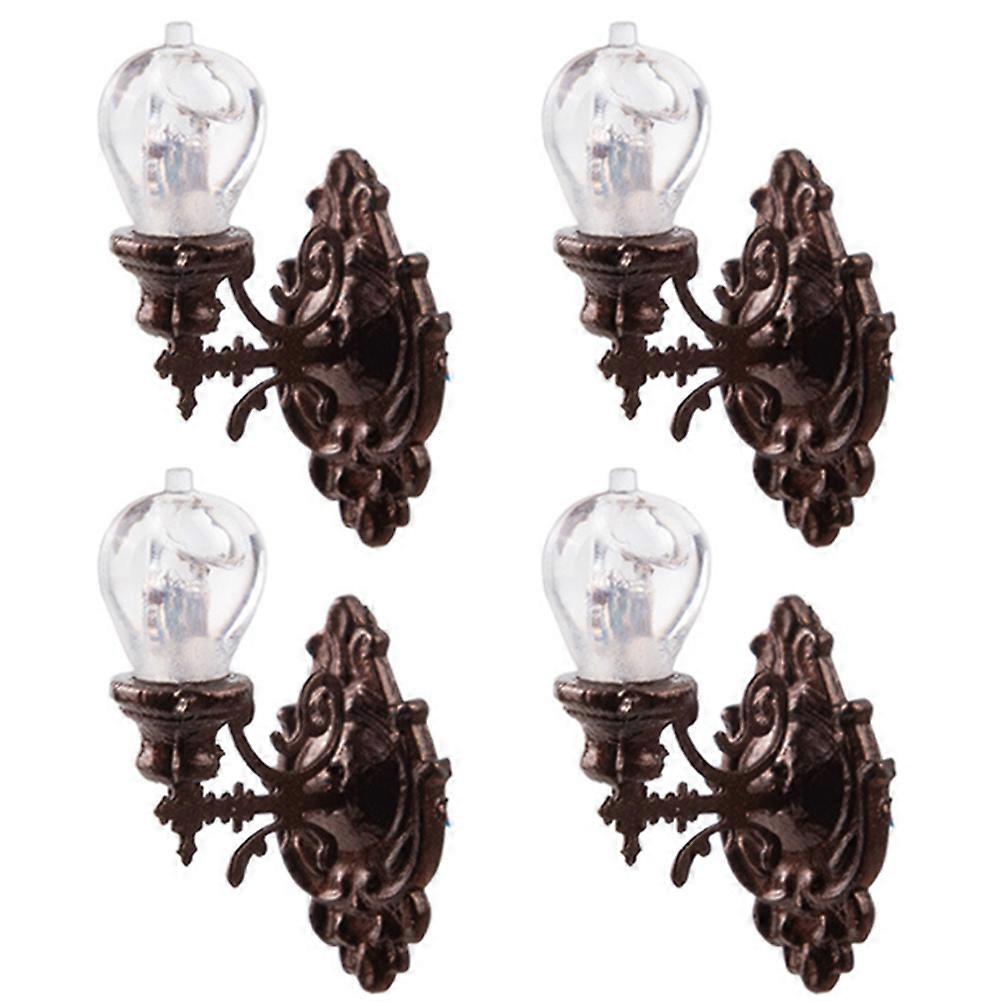 Coffee Wall Lamp Model for Decor Miniature Light 4Pcs Set ABS