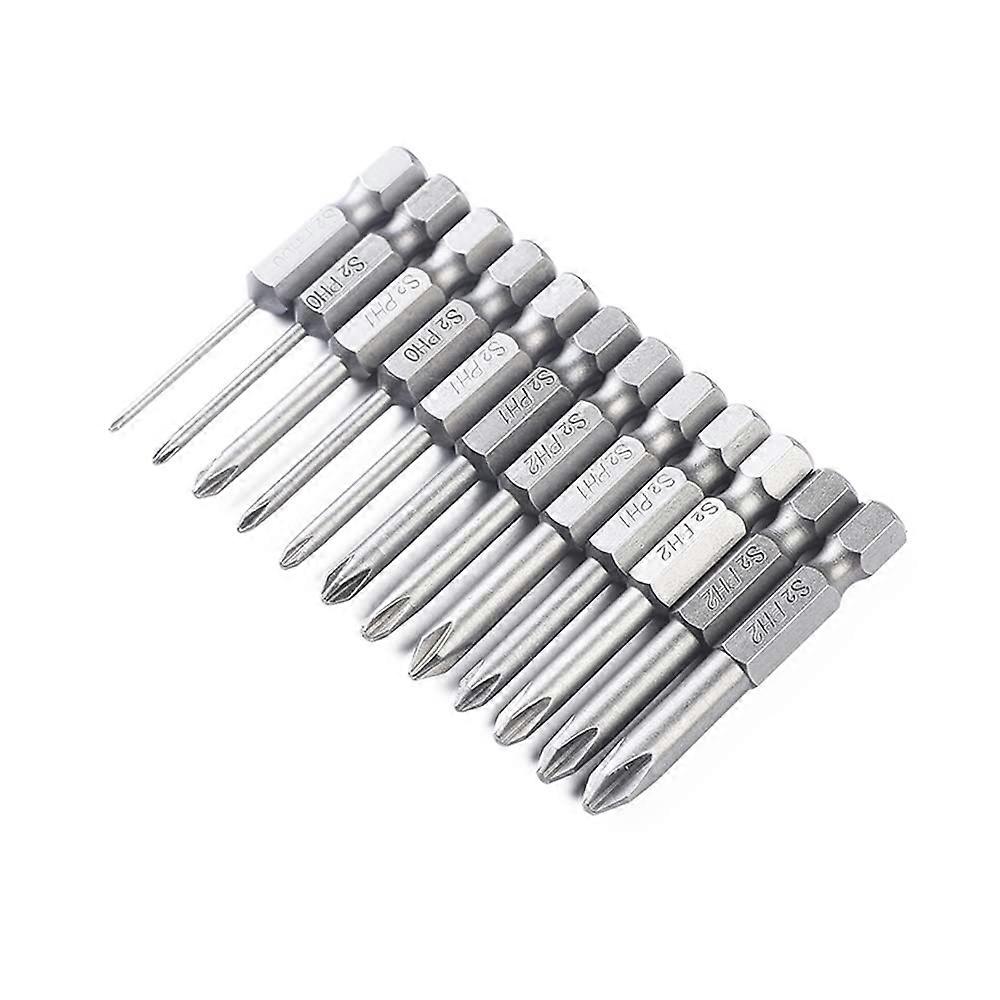 12 Piece 50mm Magnetic Phillips Screwdriver Bit Set 1/4 Inch Hex Shank QuickChange