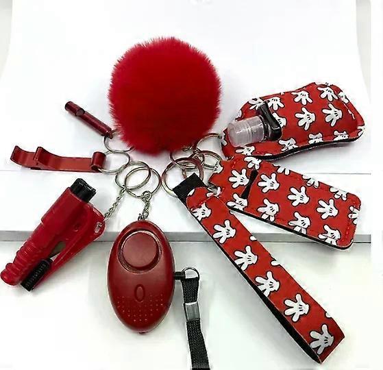 סט מחזיקי מפתחות להגנה עצמית עם אזעקה אישית ואביזרים למחזיקי מפתחות מגן לנשים בנות