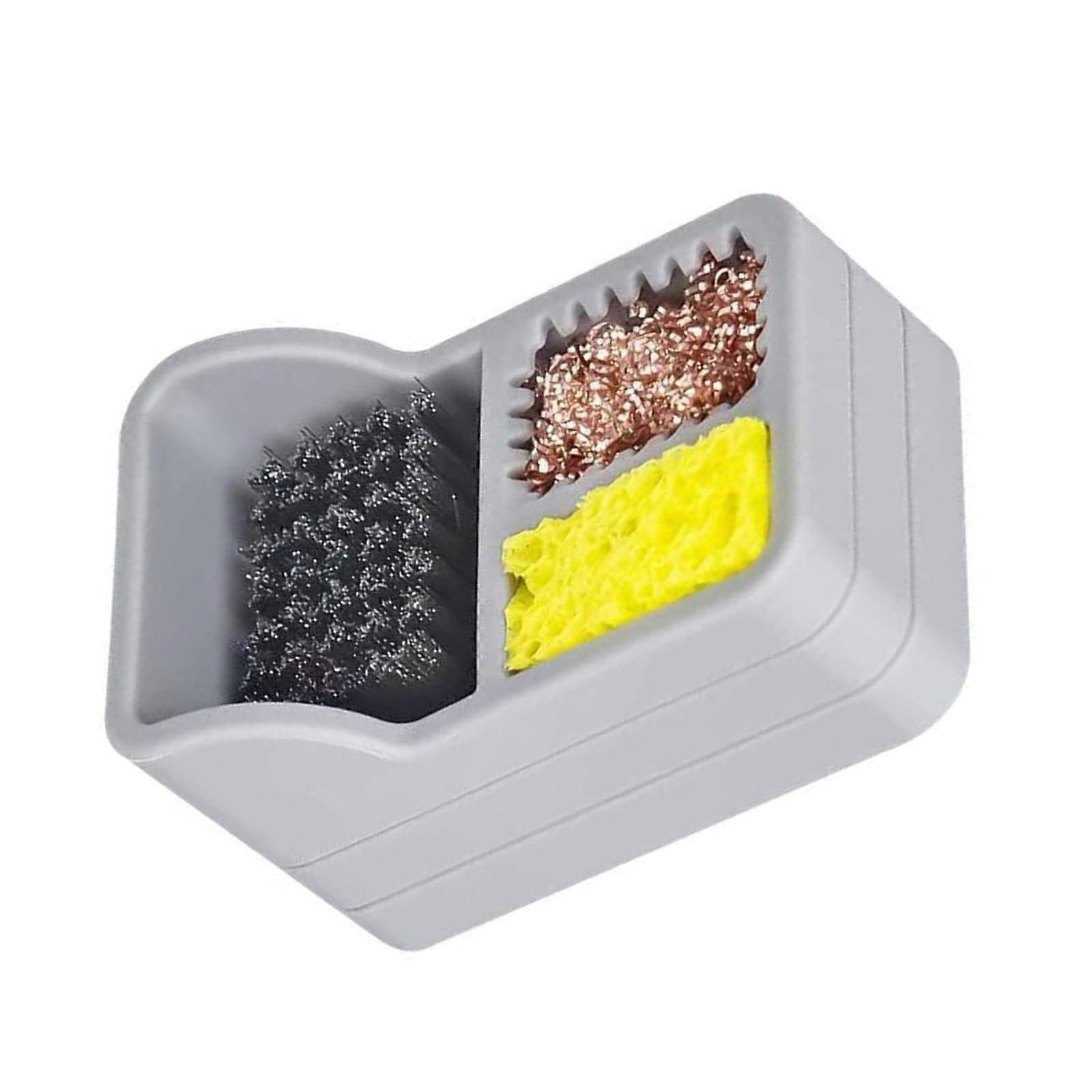 Soldering Tip Cleaner with 3Inch Solder Waste Storage Box for Electronics Workshop Gray