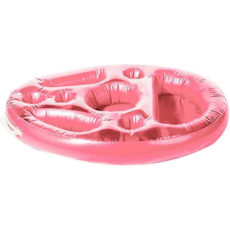 Floating Drink Holder with 8 Cup Compartments, Inflatable Pool and Beach Snack Tray Pink