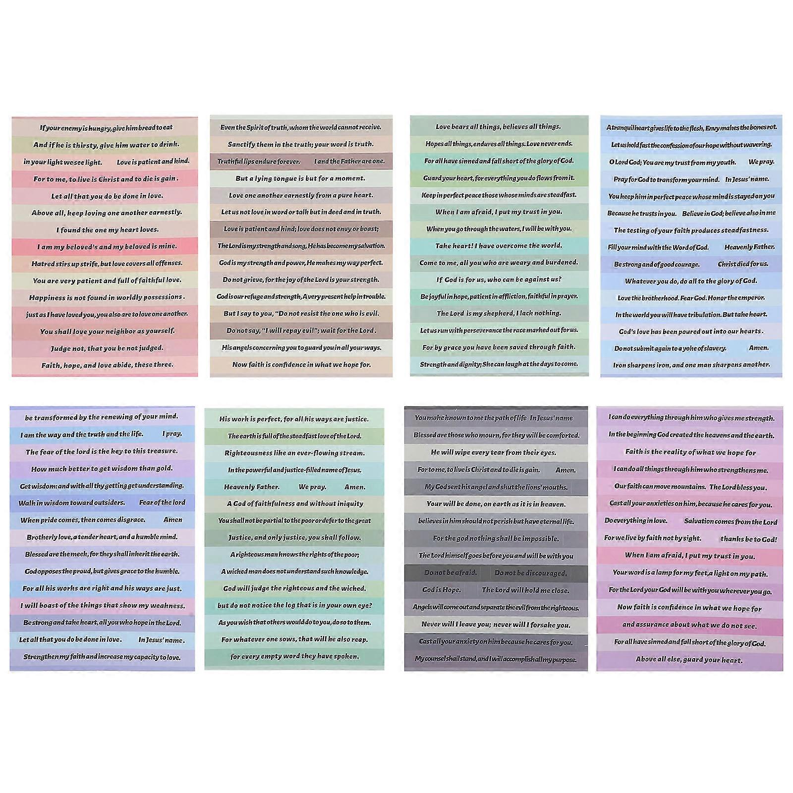 Bible Stickers English Phrase Stickers for Decoration 8 Sheets Multi-Function