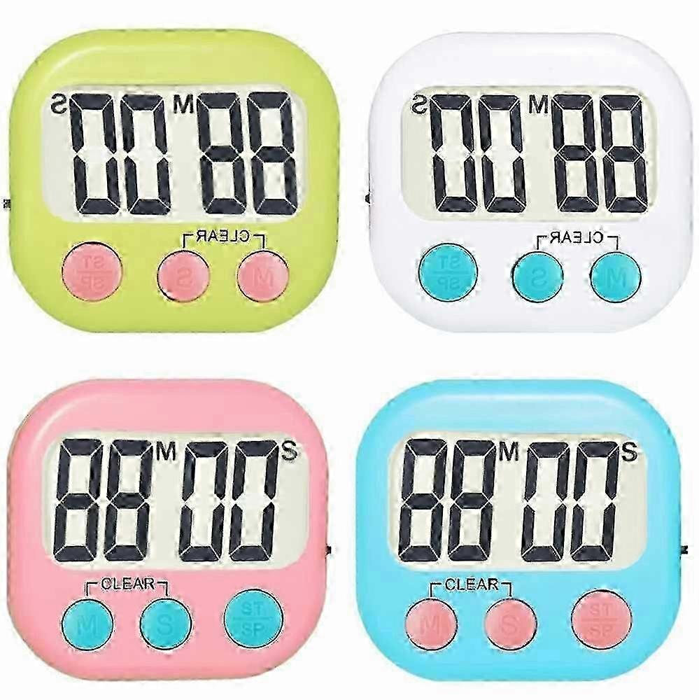 4 Pack Digital Kitchen Timer - Magnetic Countdown/Count Up, Loud Alarm 26s