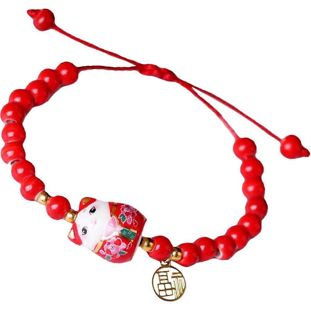 Red String Fortune Cat Bracelet Adjustable Bracelet for Decoration