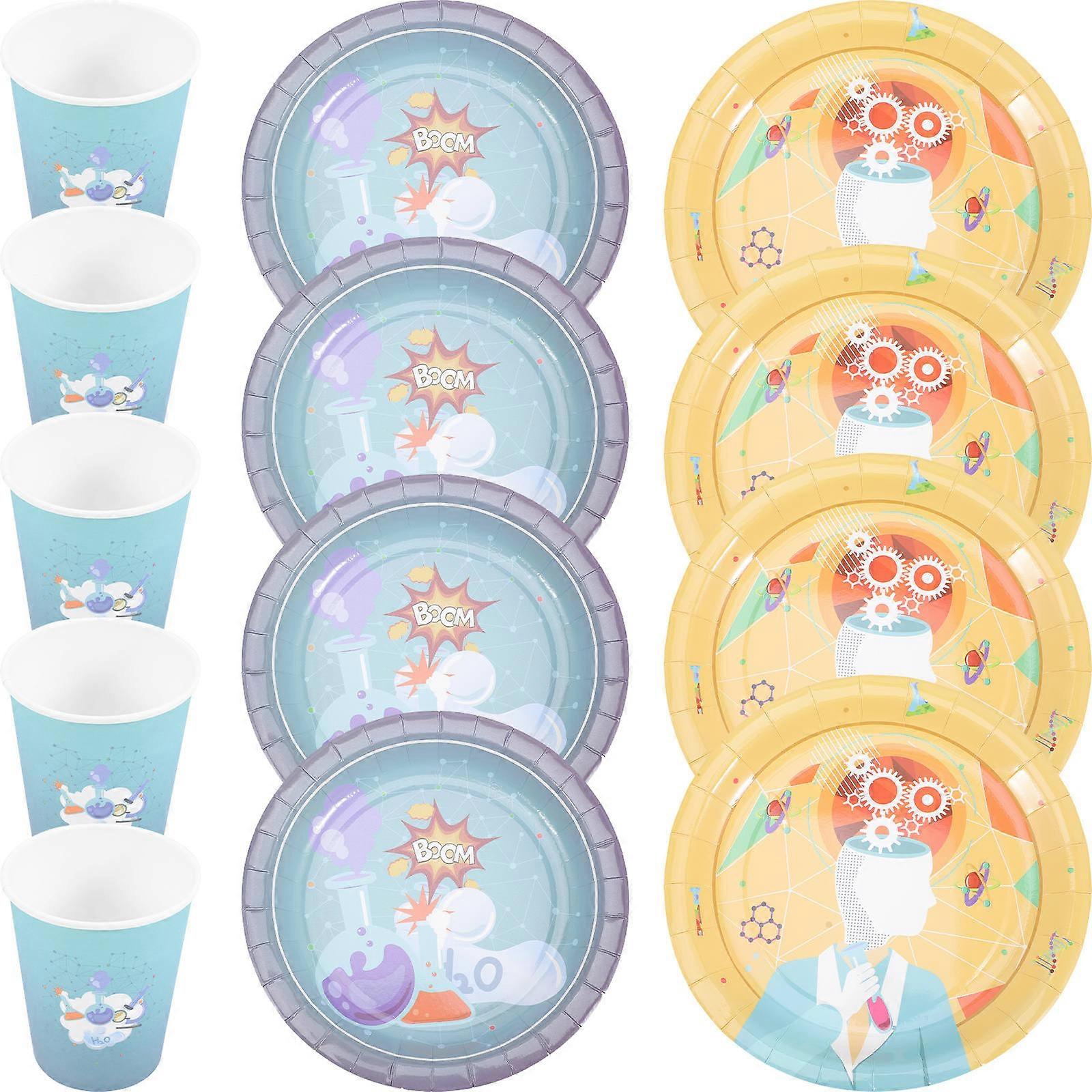 Paper Plates Set Science Theme Design Birthday Party Dessert Serving 1 Set