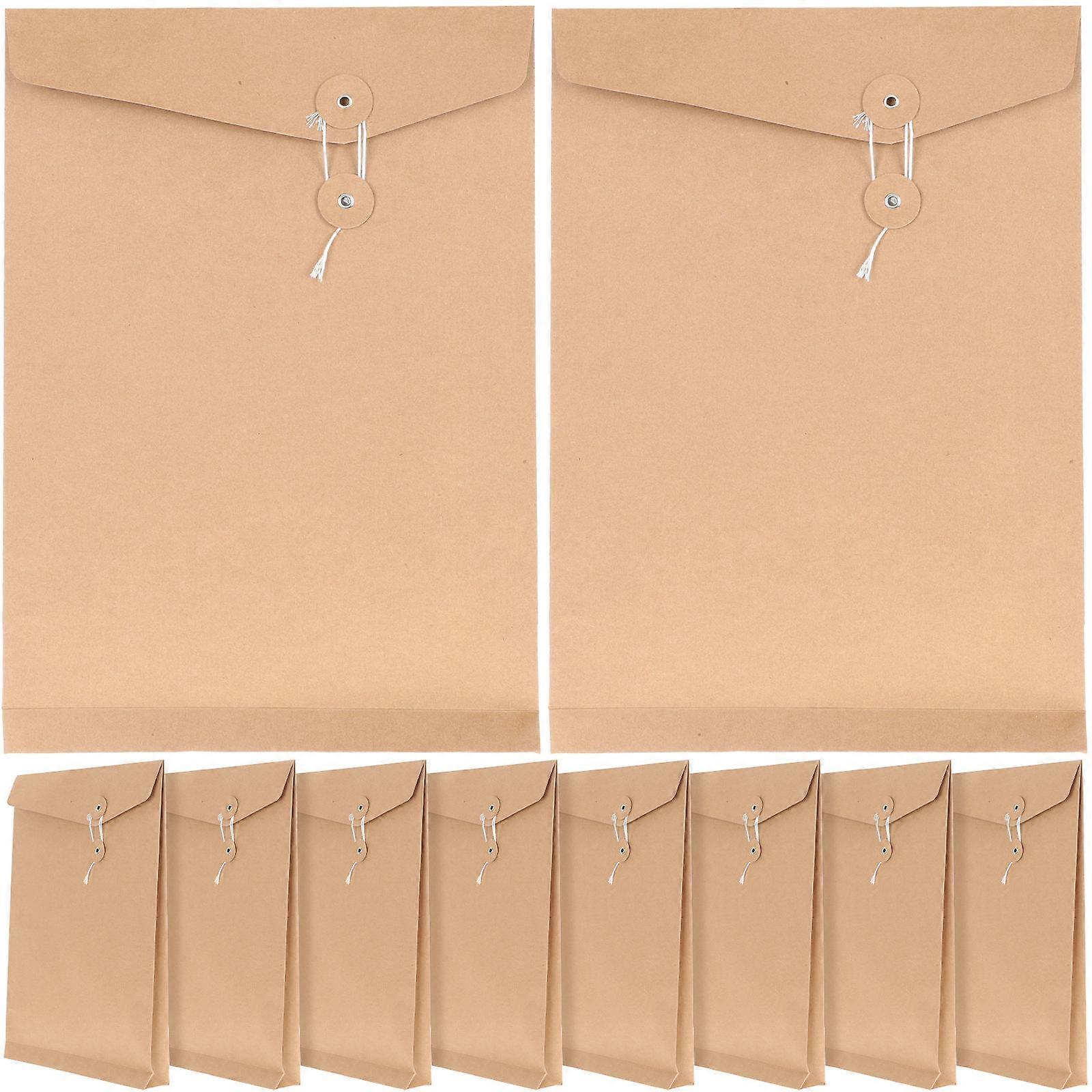 Kraft Paper String Tie Envelope for Document Filing Organizer 10Pcs Pack