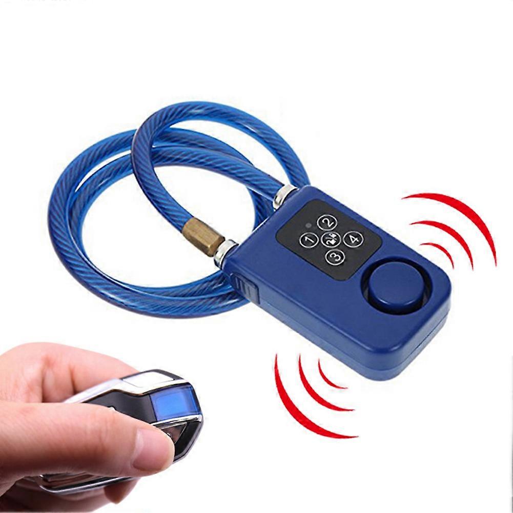 Cycling Security Lock Wireless Remote Control Anti-Theft Vibration Alarm Lock Electric Motorcycle Code Chain Lock Blue