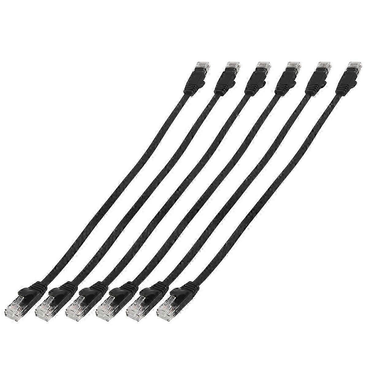 6 Pcs 1 Ft Flat Internet Network Cable With Snagless Rj45 Connectors