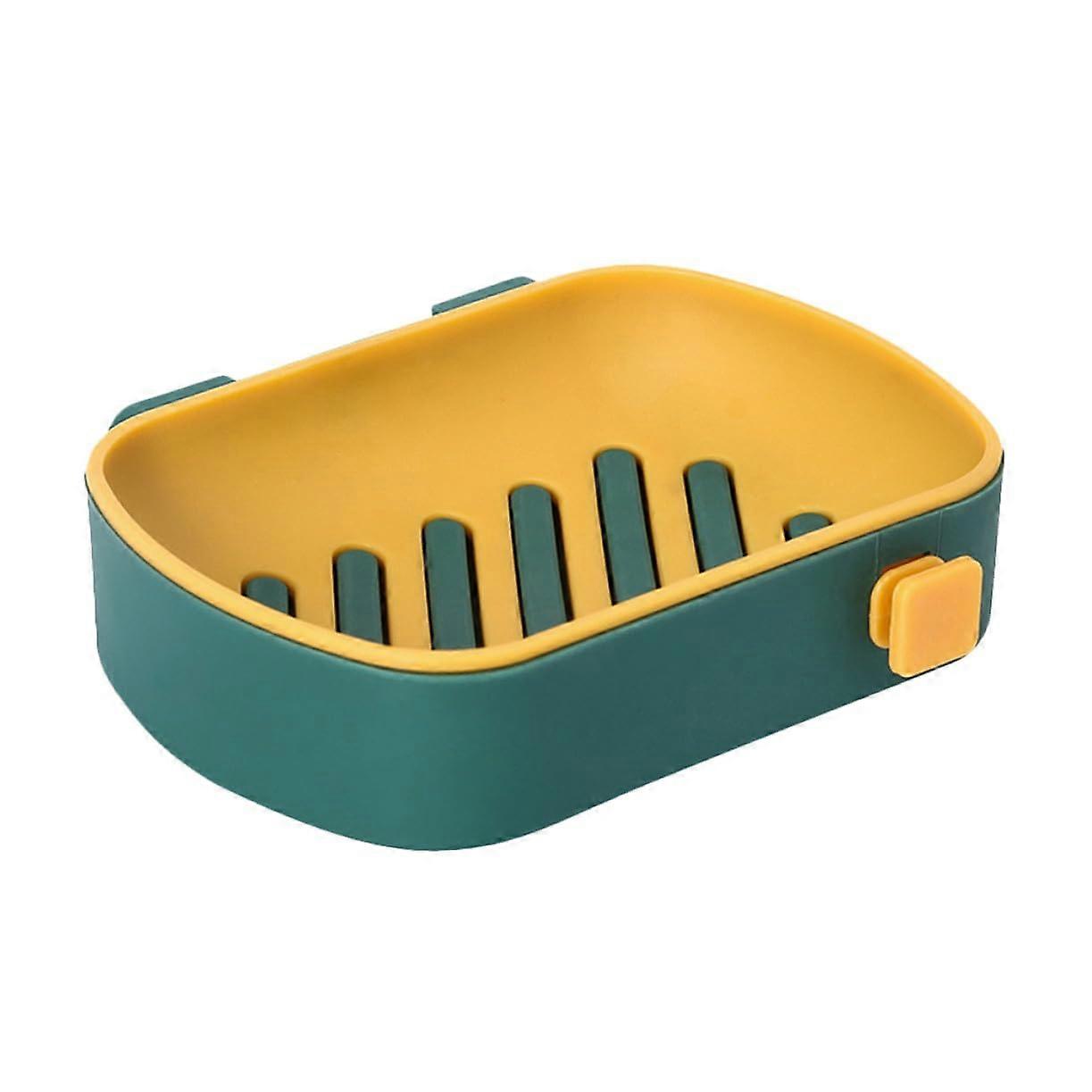 Double Layer Wall Mounted Soap Dish Holder with Drain and Hook for Bathroom and Kitchen