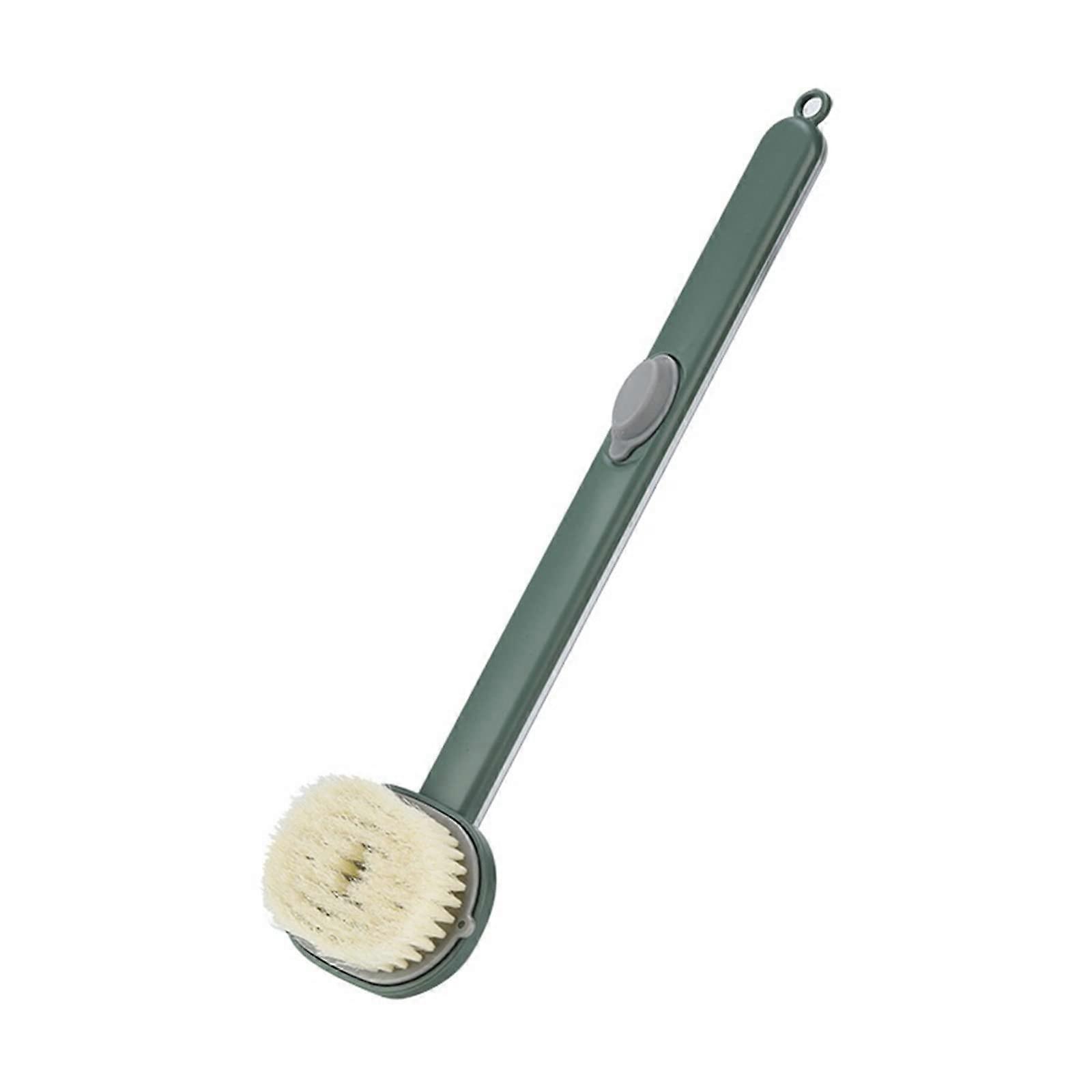 Back Scrubber for Shower with Long Handle, Refillable Bath Brush Set with Loofah and Hooks, Green
