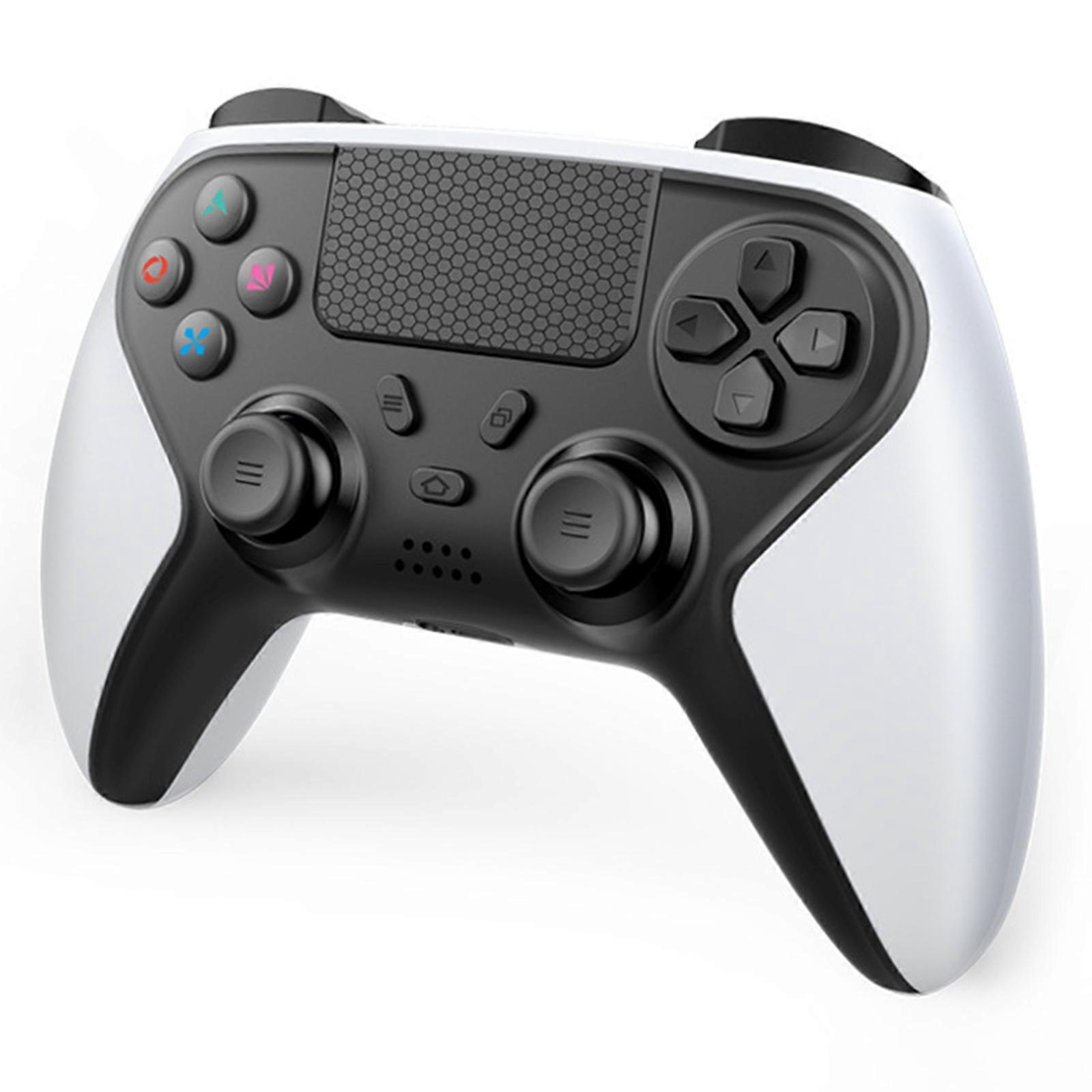 Wireless Game Controller with Double Vibration Bluetooth-compatible Gamepad Multiple Platform Support Game Accessory  black with white