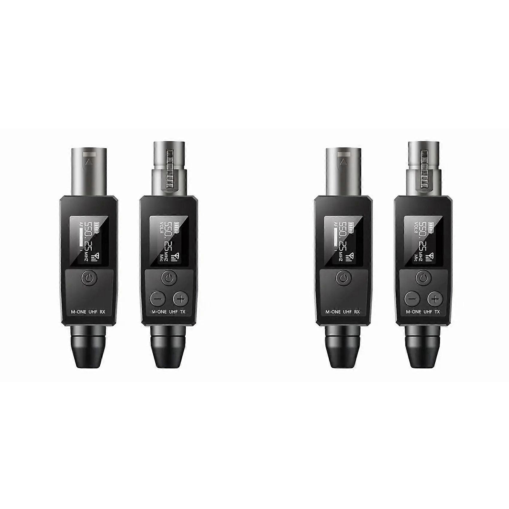 2X UHF Wireless Microphone Transmitter Receiver XLR Microphone Wireless System Suitable for 48V Capacitive Microphone
