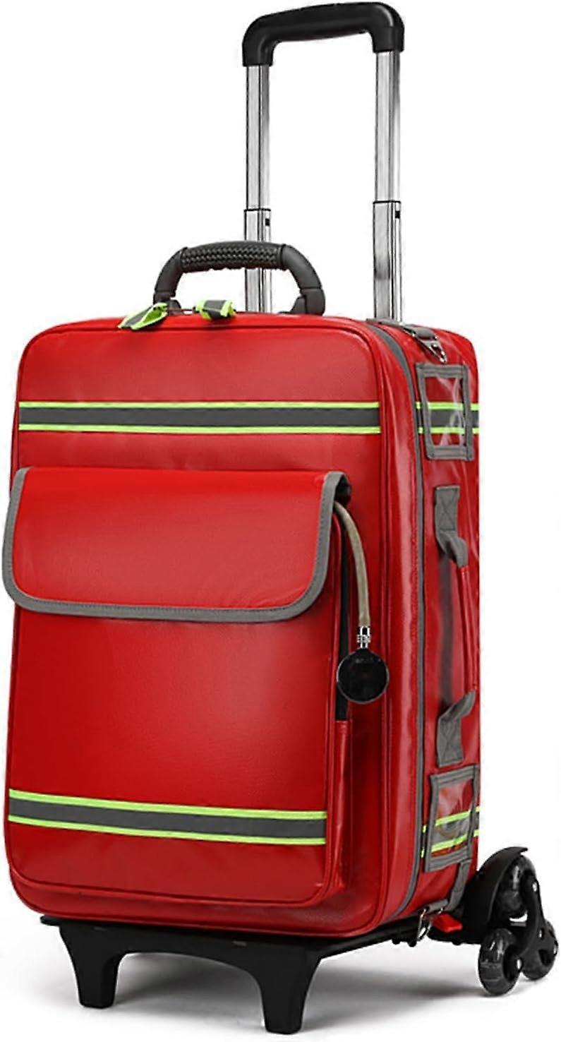 Waterproof First Aid Backpack with Quick Access Compartments, Red Emergency Medical Bag for Nurses