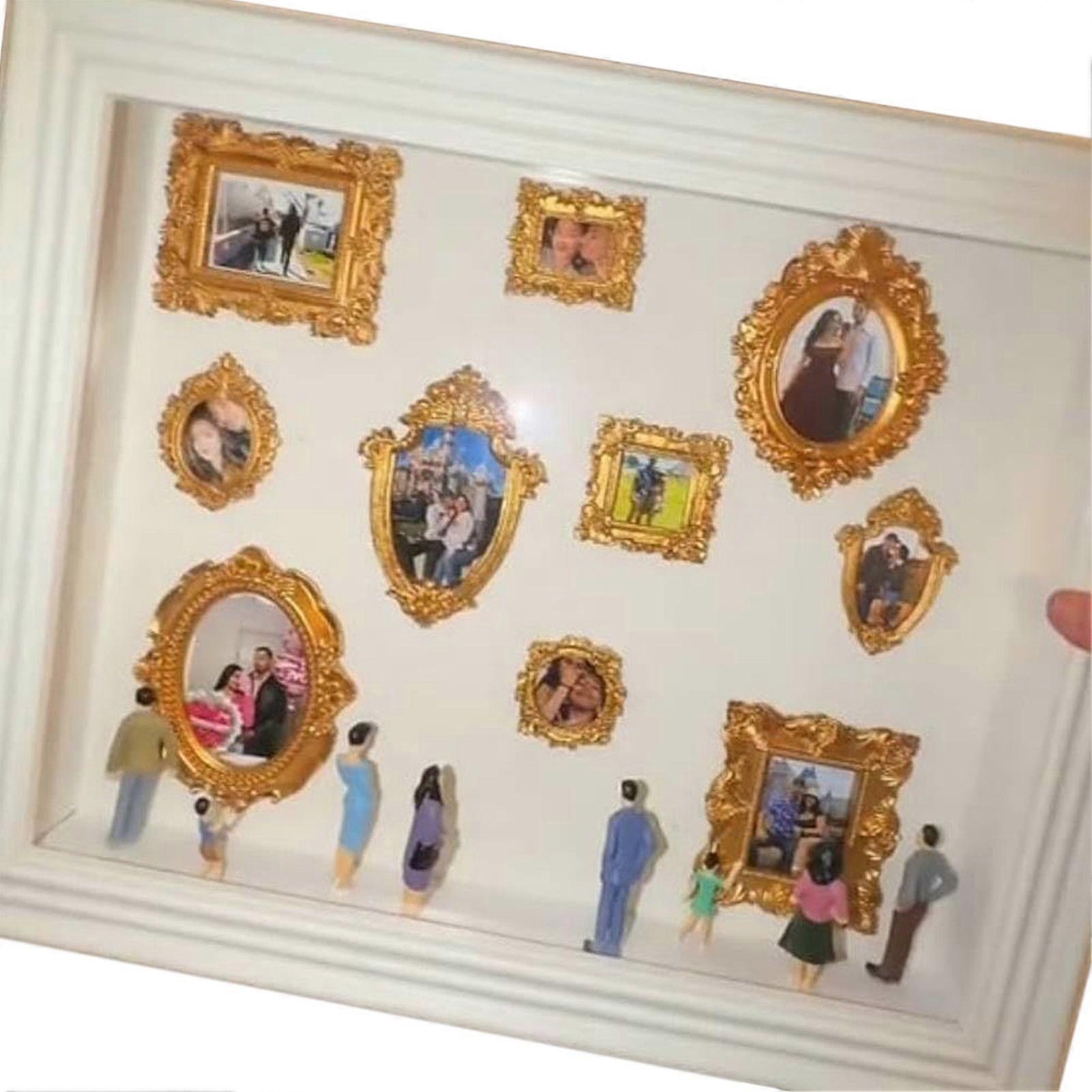 DIY Mini Museum Silhouette Box, Personalisierte Shadow Box Kit mit Mini Goldene Rahmen & Figuren, Kreative Foto Display für Geburtstag, Hochzeit oder DIY Mini Museum Silhouette Box, Personalisierte Shadow Box Kit mit Mini Goldene Rahmen & Figuren, Kreative Foto Display für Geburtstag, Hochzeit oder