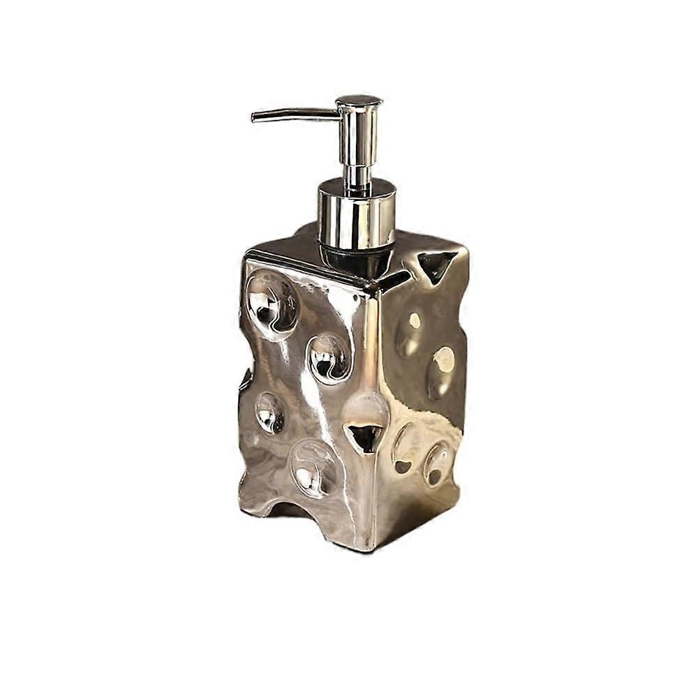 Ceramic Bathroom Soap Dispenser with Silver Pump, Refillable Liquid Bottle, Durable Modern Design
