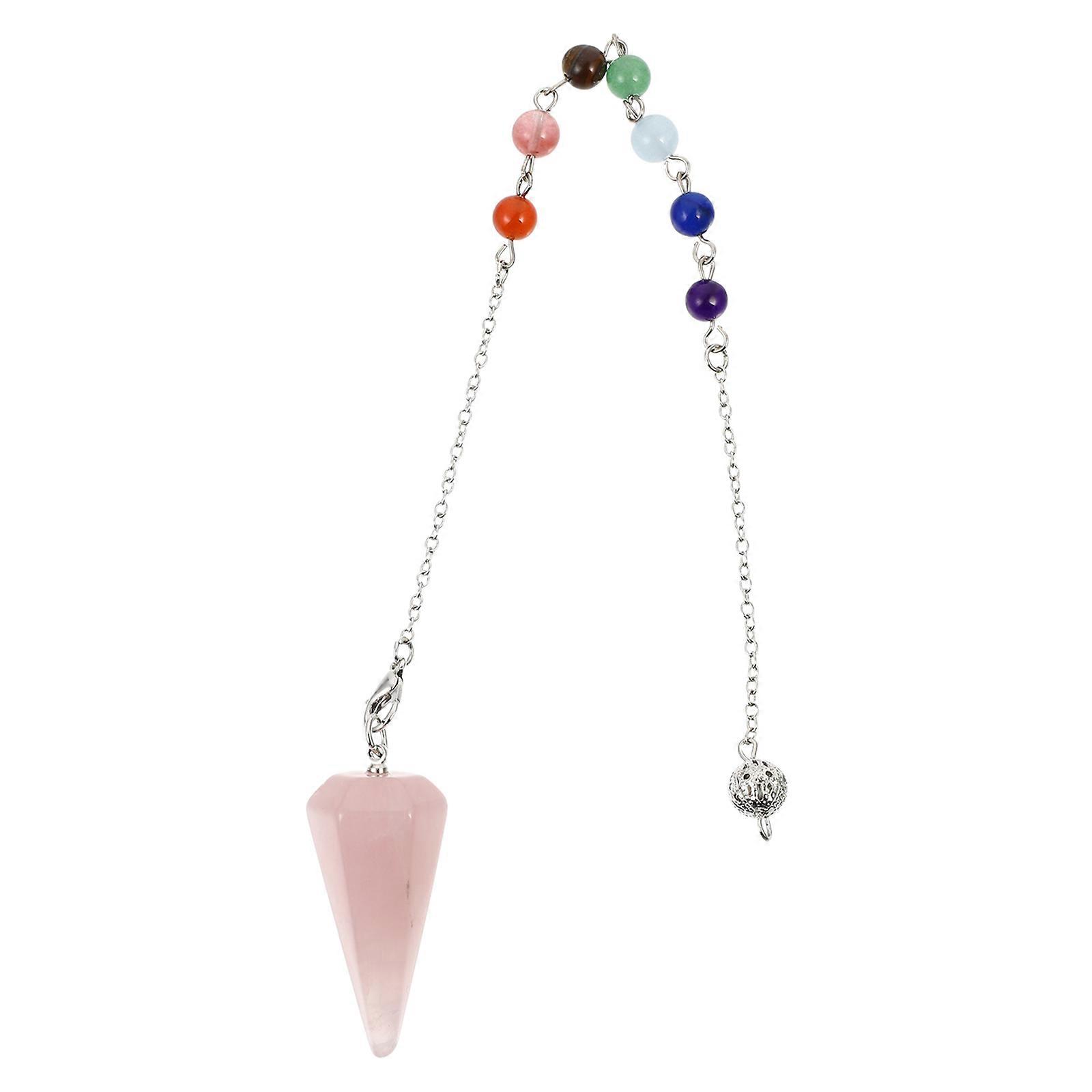 Pink Crystal Hexagonal Pendulum Pendant for Meditation One Piece