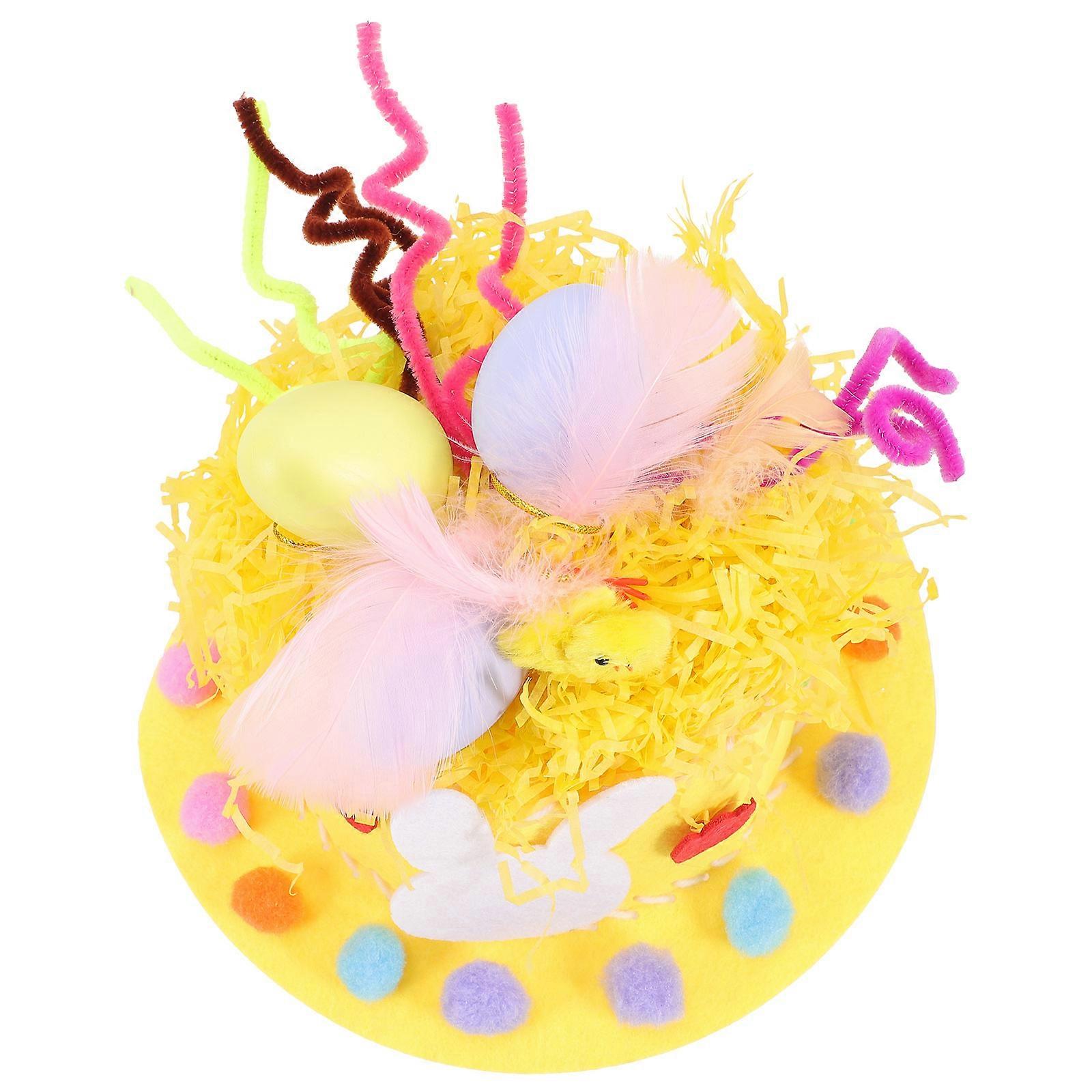 Easter DIY Hat Material Set for Kids Handmade Easter Hat Ornaments 1Set