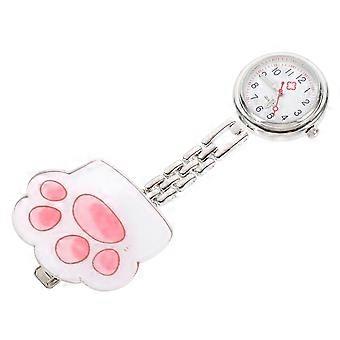 Cat Paw Pocket Watch Hanging Clip-on Design 1Set for Decor with Clear Dial