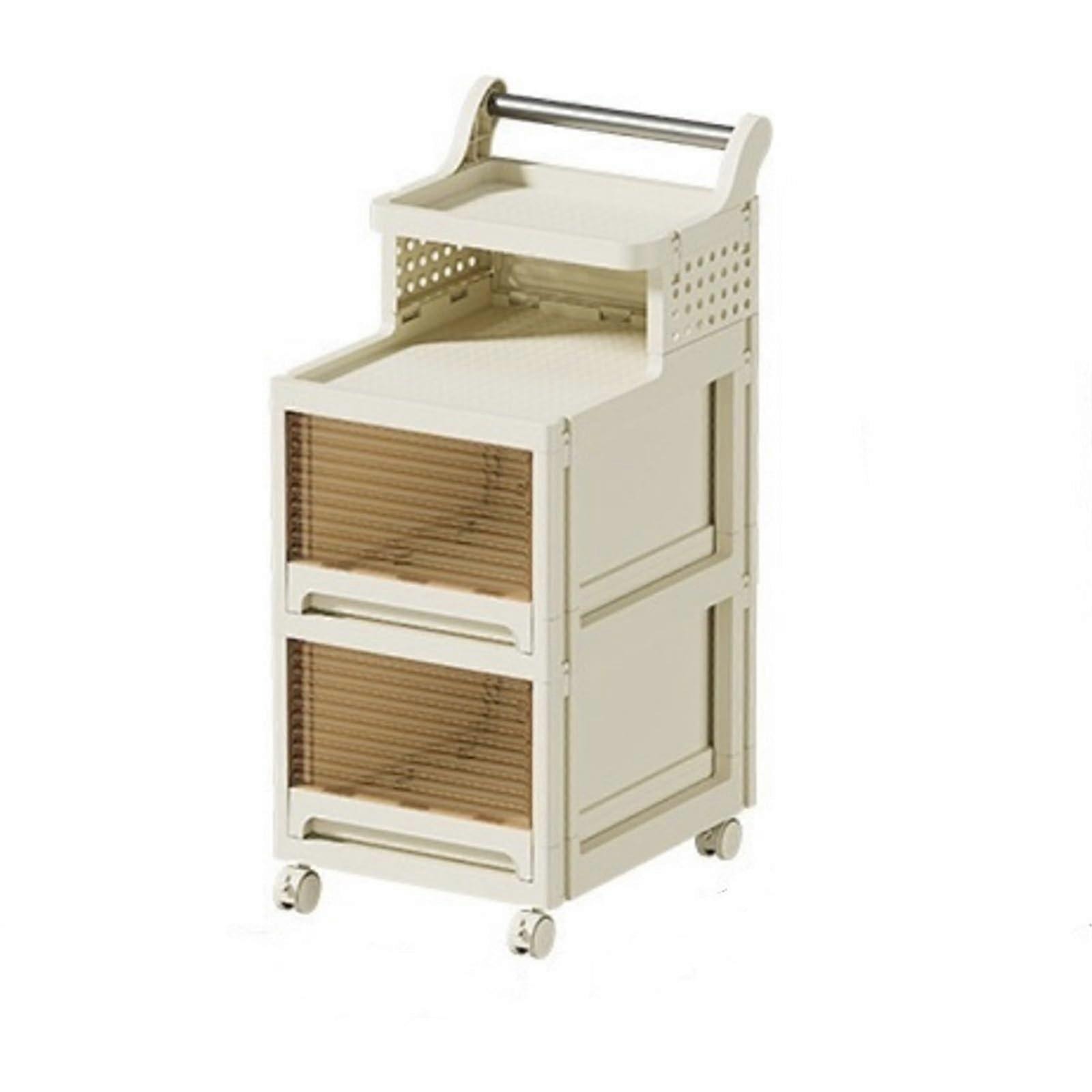 Utility Rolling Cart with Tabletop Drawer, Stackable Plastic Storage Organizer with Wheels