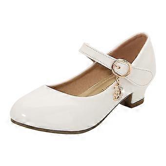 Mary Jane pumps voor kleine meisjes, prinsessenballerina's, ballerina's met lage hakken voor school, bruiloften en feestjes, witte kinderschoenen voor kinderen van 5-5,5 jaar.