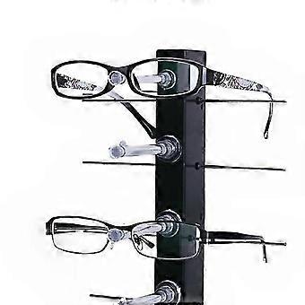 Suporte para óculos preto para 6 pares, suporte vertical compacto, 1 conjunto.
