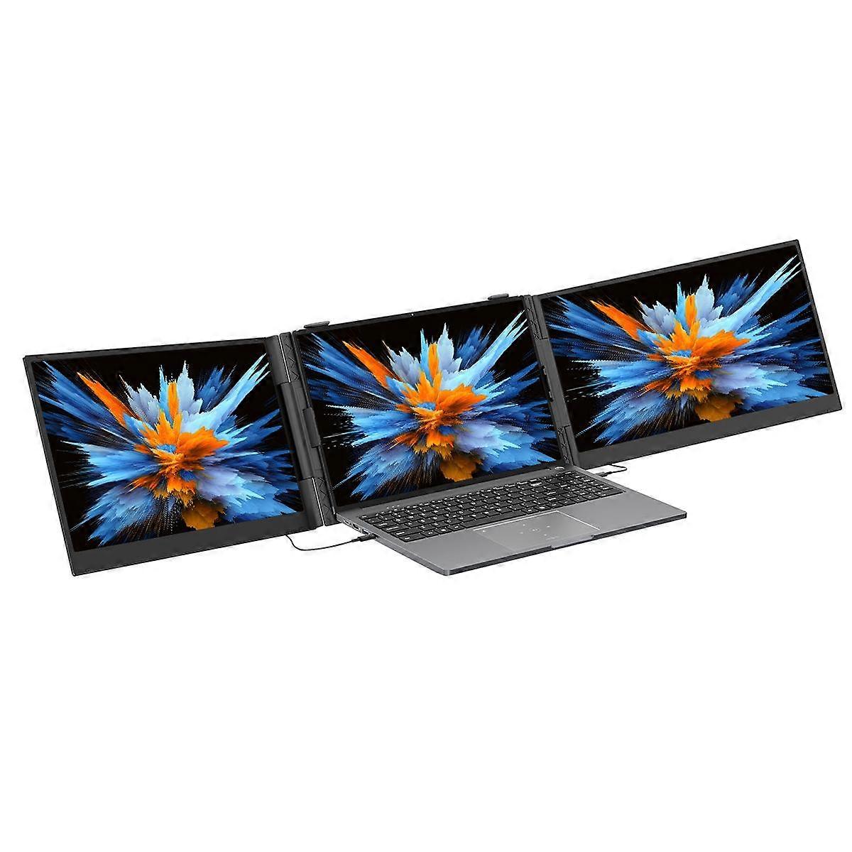 Monitor portátil Blackview DCM6 de 14 polegadas com tela dupla e extensão para laptop, com suporte.