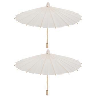 2 stk. papirparaply papirparasoll ferie DIY blank paraply fotorekvisitt til bryllup brudefest hvit