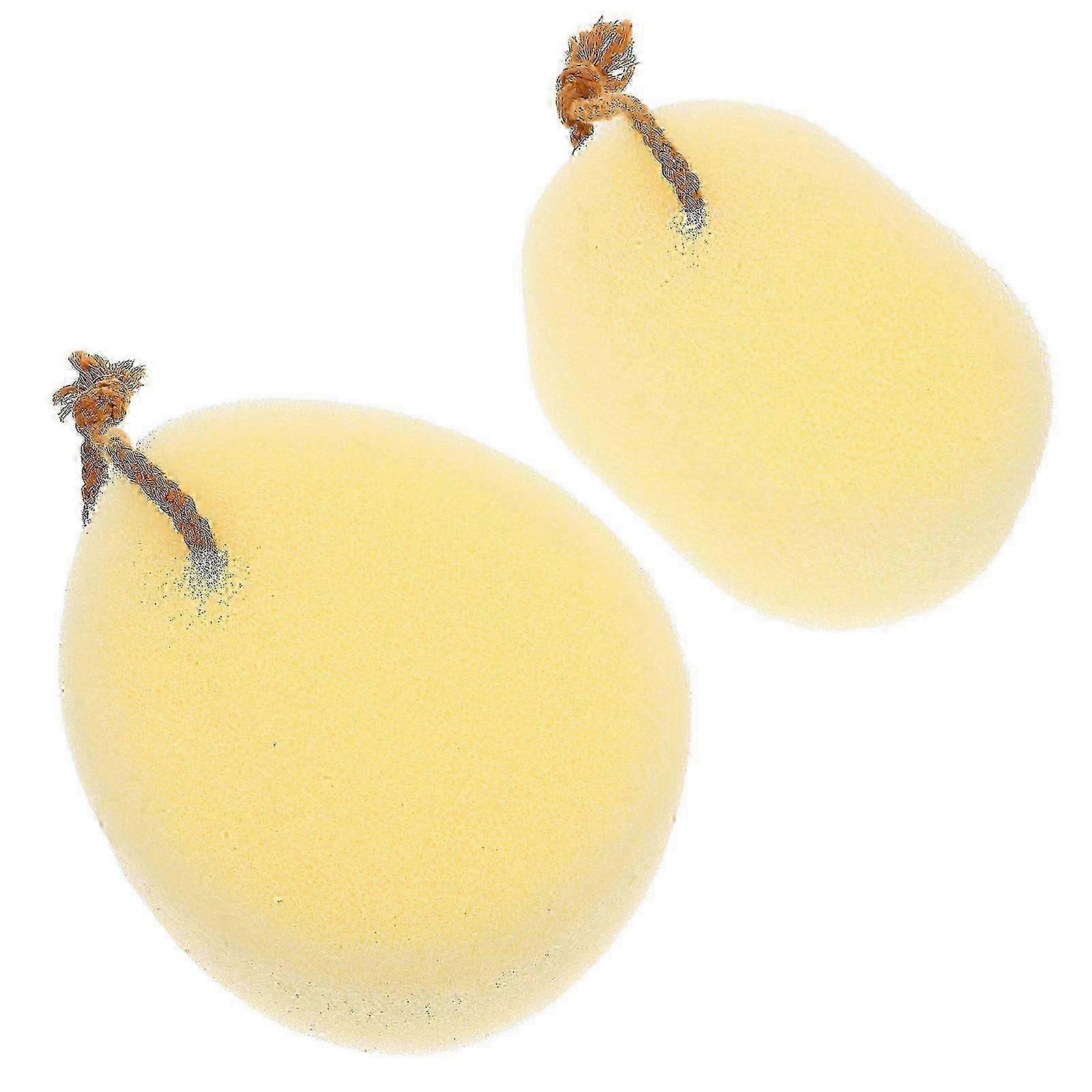 Yellow Body Sponge for Bathing Scrubber 2Pcs Back Sponge Bath Tool