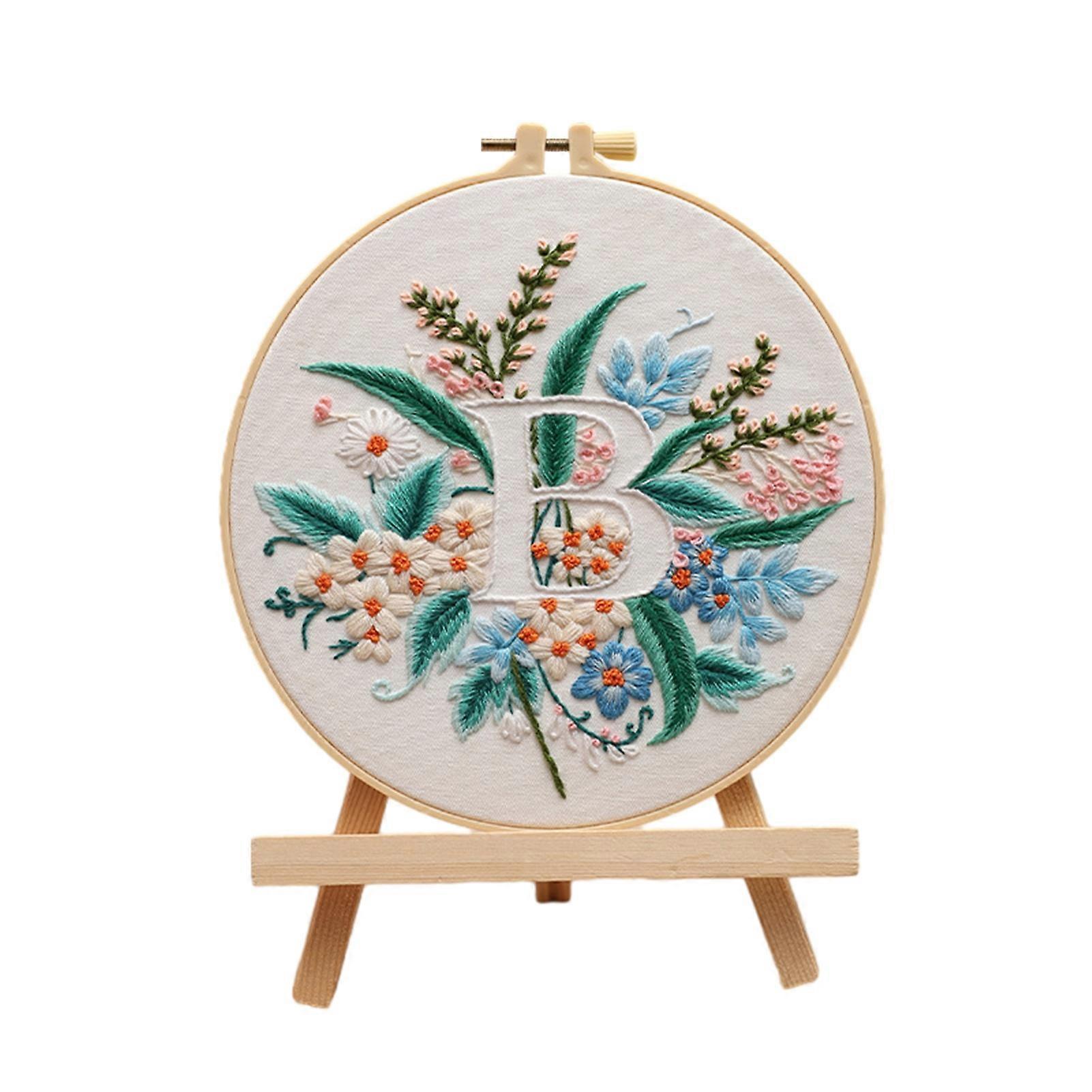 Easy Needlework Kit - Pre Printed & Adjustable Hoop - for Relaxing Hobby