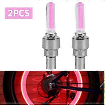 2pcs Mini Bike Led Wheel Tire Nozzle Valve Caps Lamp Bike Spoke Light Cycling Warning Taillight Bicycle Decorative Rear Light