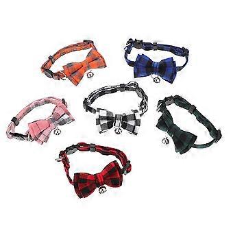Assorted Color Cat Bow Tie Collars for Pet Use 6Pcs with Bells