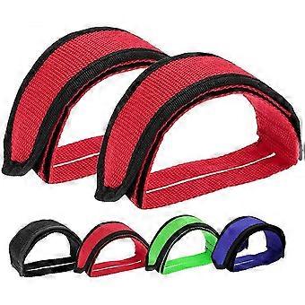 Set van 2 fietspedalen met teenclips voor fixed gear fietsen, rood ZZ10 S04