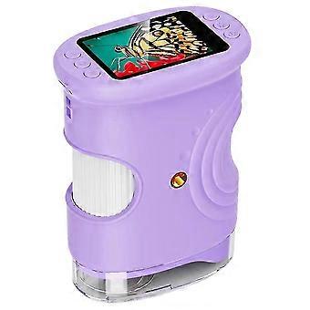 Handheld Microscope for Kids with 2In HD Screen 50-1000X Pocket Microscope Educational Birthday Gift for Children Purple(Purple)