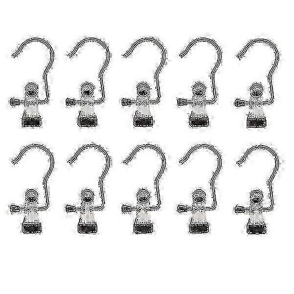 Hook with clamp Stainless steel 10-pack