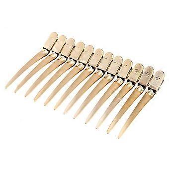 Lot de 12 pinces à cheveux en métal doré et noir pour salon de coiffure