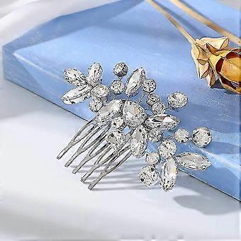 Kristallbraut Hochzeit Haarkamm Haarschmuck mit Strass Braut Seitenkämme für Frauen und Mädchen (ein Sier)