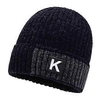 Winter katoenen pet heren eenvoudige gebreide cap fleece gevoerd verdikte warme wol cap