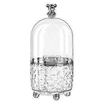 360 Rotating Makeup Brush Holder Organizer Glacial Patterns Multi-grids with Dustproof Lid Makeup Brush Stand Jikaixiang