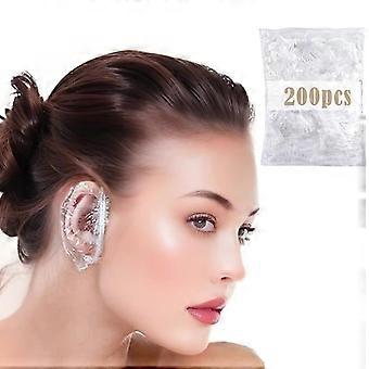 200 Pack More Economical Disposable Ear Covers for Shower, Waterproof Plastic Ear Protectors, Ear Shower Caps for Hair Dye White