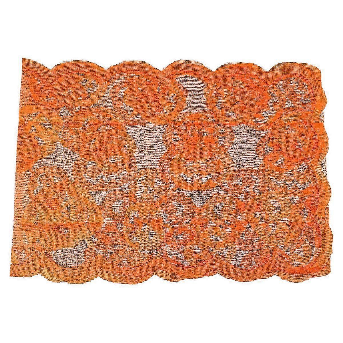 Knitting Lace Rectangular Table Runner with Halloween Elegant Pumpkin Patterns