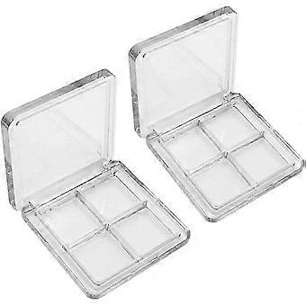 2PCS Leere Lidschattenpalette Nachfüllbar 4 Gitter Kunststoffpalette