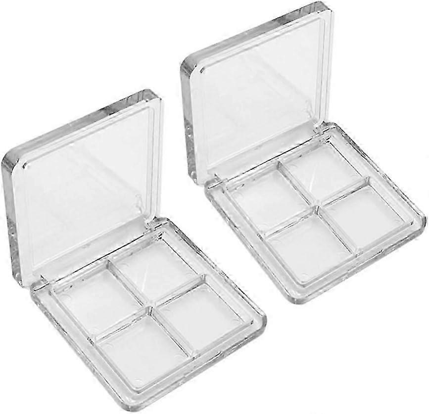 2PCS Empty Eyeshadow Palette Refillable 4 Grids Plastic Palette