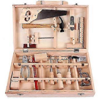 Children's Disassembly Assembly Tool Set 16 Pieces Real Maintenance Tools Wood Storage Box