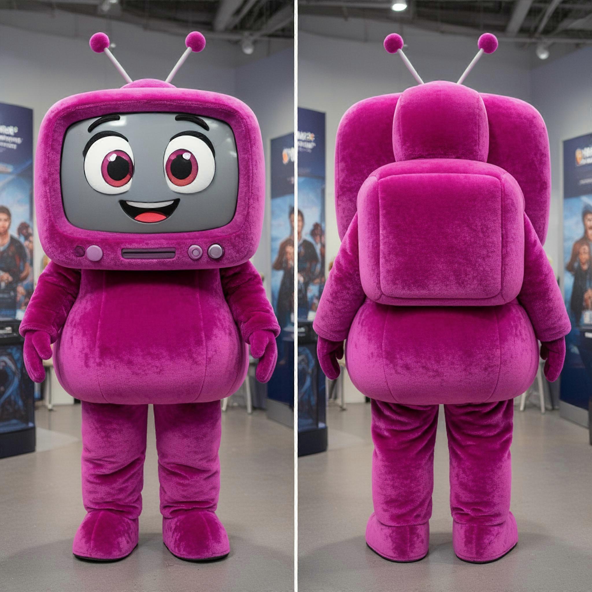 MASTICOT Magenta Smiling Screen Television Mascot